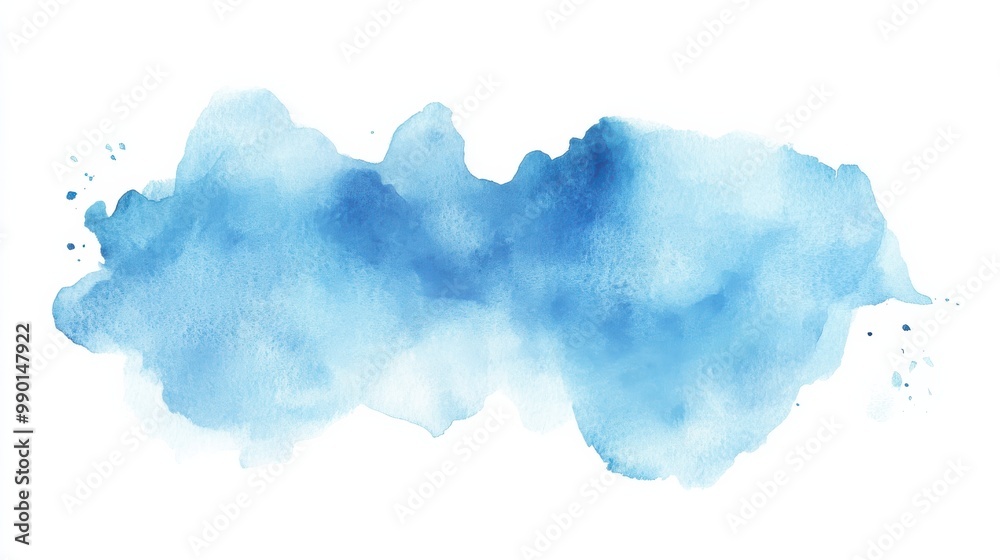 Poster soft blue watercolor splash creating a serene backdrop for artistic projects and designs