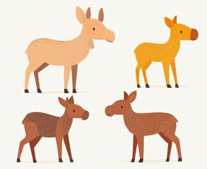 Fototapeta premium Cute Baby Moose Illustrations in Various Poses