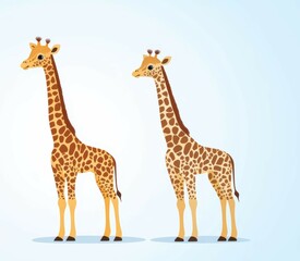 Obraz premium Two Baby Giraffes Standing Tall on White Background