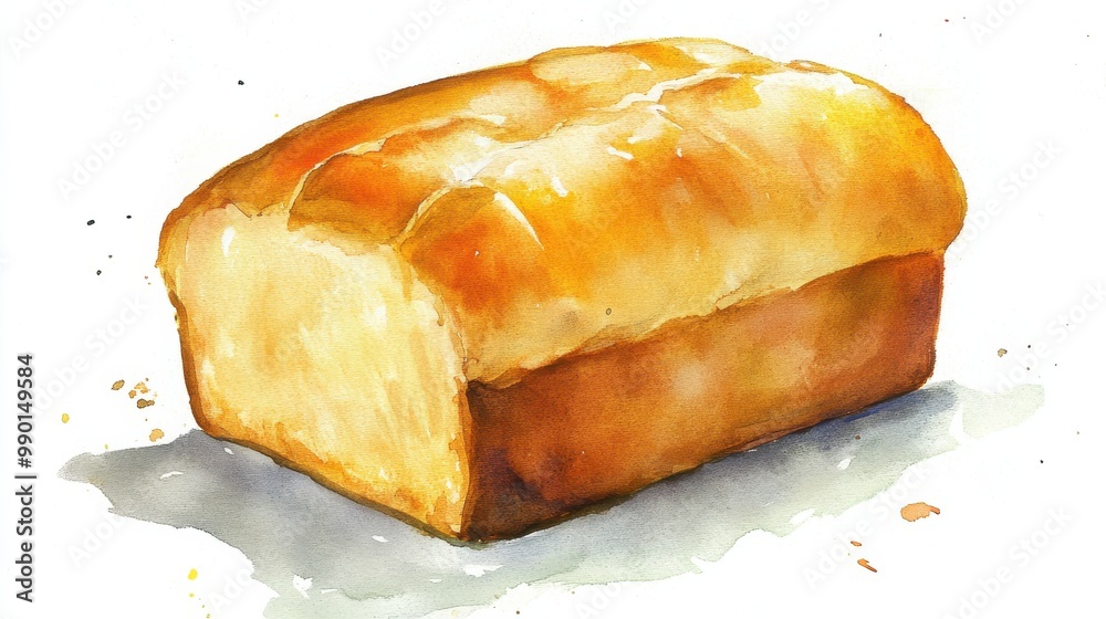 Aufkleber Freshly baked loaf of bread displayed on a white surface with golden-brown crust and soft interior during daylight