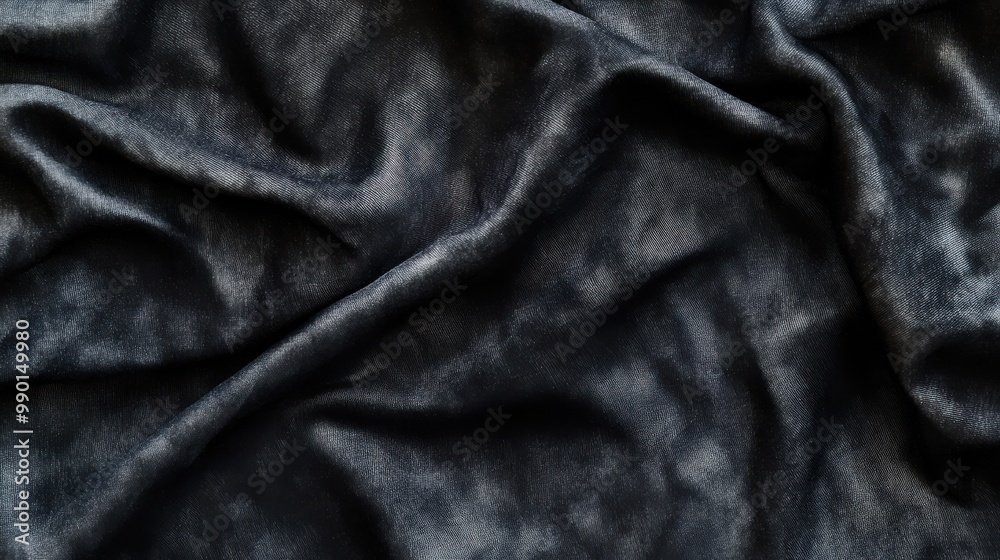 Poster soft, dark fabric draped elegantly on a surface showcasing texture and depth in a well-lit environme