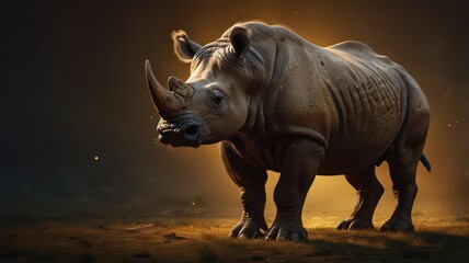 Obraz premium Rhino in Golden Light