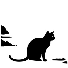 black silhouette vector of a cat 