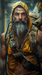 Obraz premium Post-Apocalyptic Survivor: A Man's Gritty Portrait