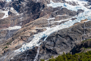 Impressive mountain view on a hik back from Mirador Brittanico to Frances in Torres Del Paine national park, Patagonia, Chile.