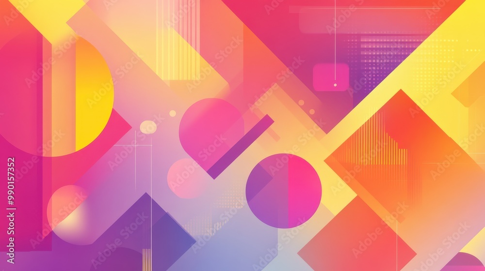 Poster vibrant abstract geometric design featuring colorful shapes and gradients in a modern artistic conce