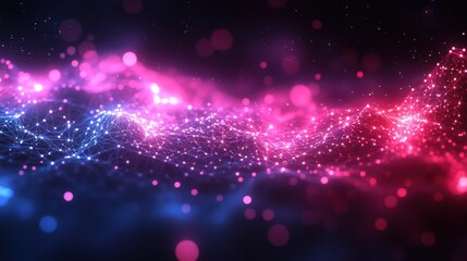 Abstract Digital Landscape with Pink and Blue Lights