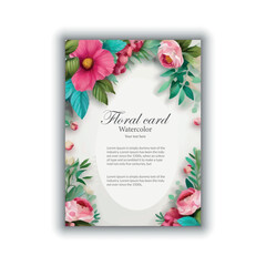 Vector hand drawn floral wedding invitation card