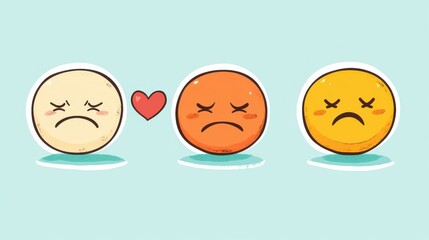 A vibrant flat illustration packs textured emoticons that express deep sadness, regret, and a sincere apology.