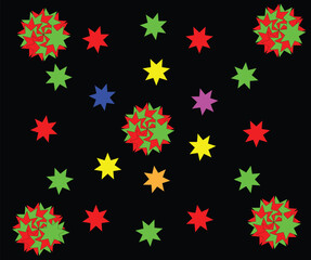 Seamless pattern with flowers, Small and big ster in the sky © MstMarina