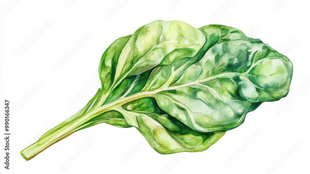 Aufkleber fresh, vibrant spinach leaf on a white background showcasing its rich green color and unique leaf st