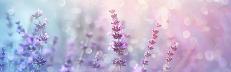 Obraz premium A field of purple lavender flowers with a blurry background