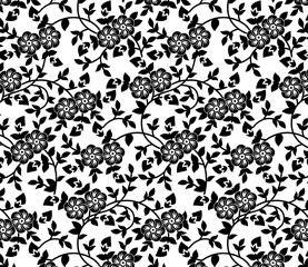 seamless gentle vector paisley print with ethnic paisley and flowers pattern, allover composition. Detailed beautiful paisleys with floral motives in black and white.