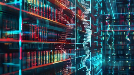 Holographic Digital Library Encoded in DNA A Futuristic Visualization of Data Storage