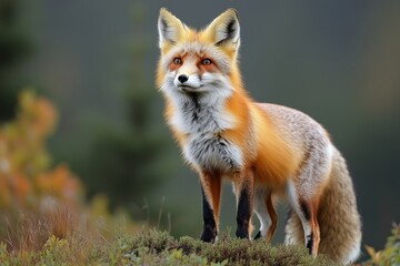 A Red Fox Standing in the Woods