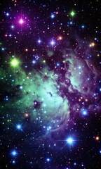 Colorful nebula with stars scattered across the universe.