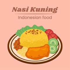 Nasi kuning Indonesian food vector design illustration