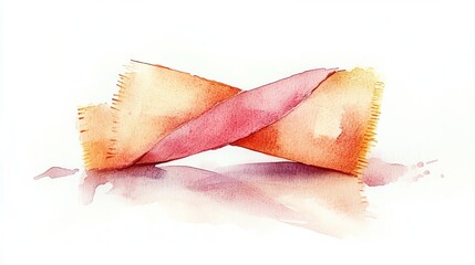 Watercolor-style depiction of a single adhesive bandage, soft pastels against a clean white background, gentle brushstrokes, calm and soothing medical aid
