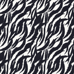 Monochrome Abstract Brush Strokes Seamless Pattern Design