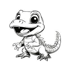 Fototapeta premium Baby Trex Dinosaur Animal For Coloring Book Or Coloring Page For Kids Vector Illustration