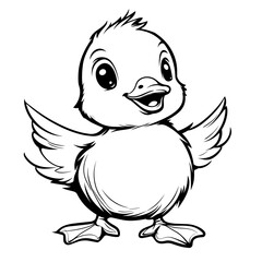 Fototapeta premium Duck Coloring Page To Printable For Children Colouring Book, vector