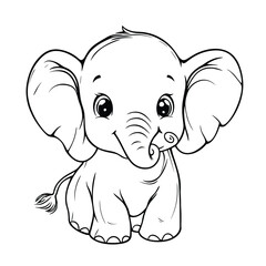 Obraz premium Elephant, colouring book for kids, vector illustration
