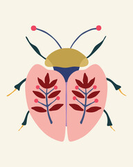 contemporary vector insect with leaf shape