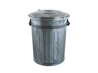 Old trash can isolated on transparent background.