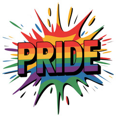 explosion of pride rainbow paint isolate on transparency background .