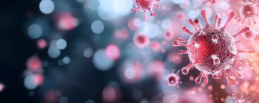 Intricate 3D Render of Bacteria in Binary Fission - Glowing Pathogenic Bacteria with Spiky Surface Floating in Blood High Contrast Lighting and Realistic Textures