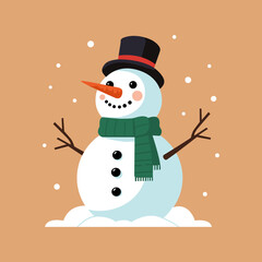 Cheerful Snowman in Winter Wonderland Christmas Concept