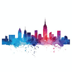 Fototapeta premium City line silhouette watercolor. Vector illustration watercolor isolated on white with clipping path