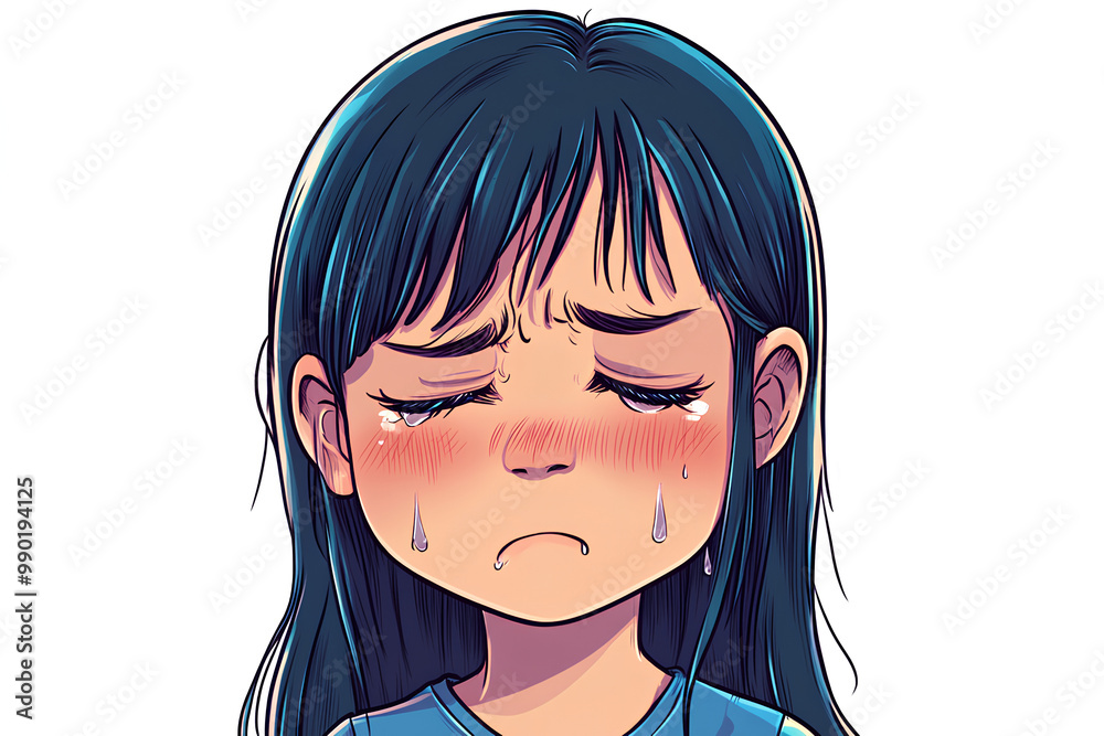 Wall mural crying teen avatar cartoon illustration