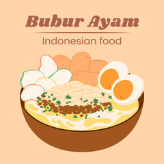 Bubur Ayam Indonesian food vector design illustration