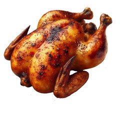 Roasted chicken on a white background