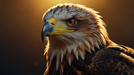 Obraz premium Majestic Eagle Portrait in Golden Light
