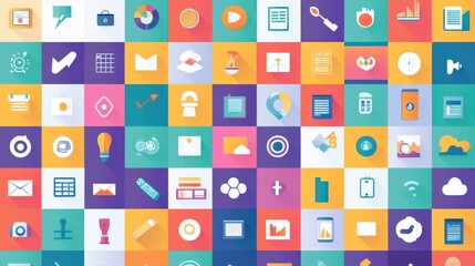 Abstract vector collection of colorful flat business and finance icons. Design elements for mobile and web applications.