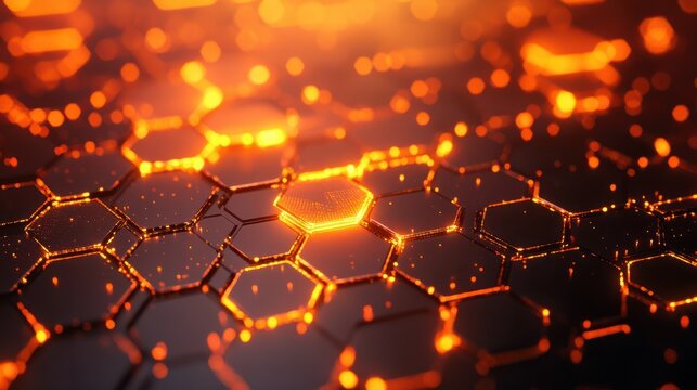 Abstract orange technology concept hexagonal background