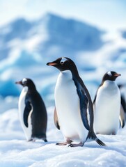 Fototapeta premium Penguins on snowy terrain