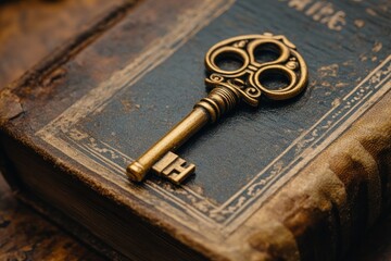 Antique Key and Old Book