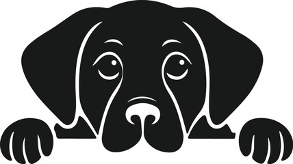 silhouette of peeking dog vector art illustration