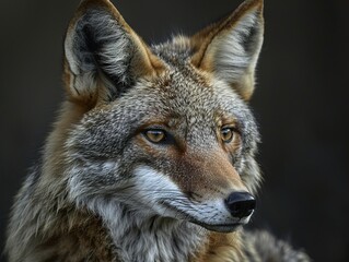 Fototapeta premium Close-Up Portrait of a Coyote with Intense Eyes