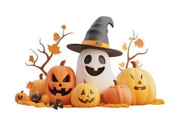 Cute 3D halloween png cut out element