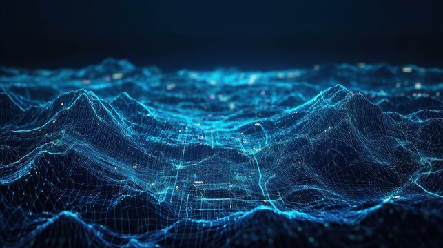 Using digital radar to map terrain, communication technology concept