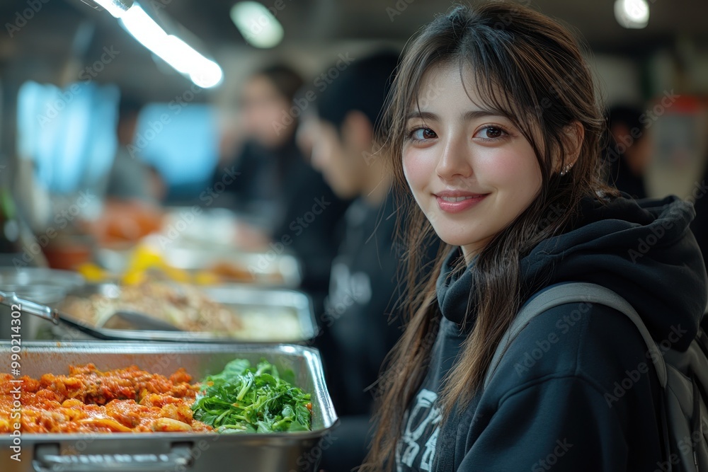 Wall mural Smiling Woman in Food Market