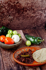 Dish full of moronga or blood sausage, with tortillas, a typical food from Mexico, Central America...