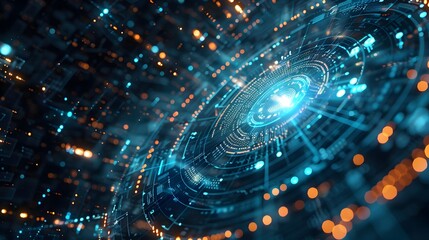 Futuristic Interstellar Communication Hub with Glowing Digital Convergence