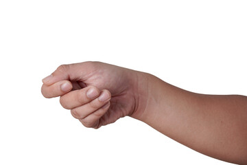 Hand of a person giving empty virtual card gesture, cut out isolated