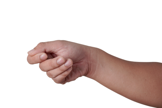 Hand of a person giving empty virtual card gesture, cut out isolated