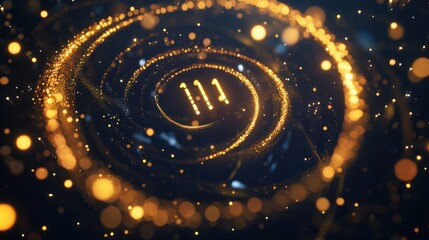 A digital countdown timer set against a dark background, showing the time left for the Black Friday Sale. Surrounding the timer are swirling golden lights. AI Generated